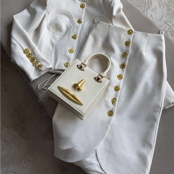 Sxhiaparelli Elegant White Button-Front Pencil Skirt - Women - Picture 3 of 6